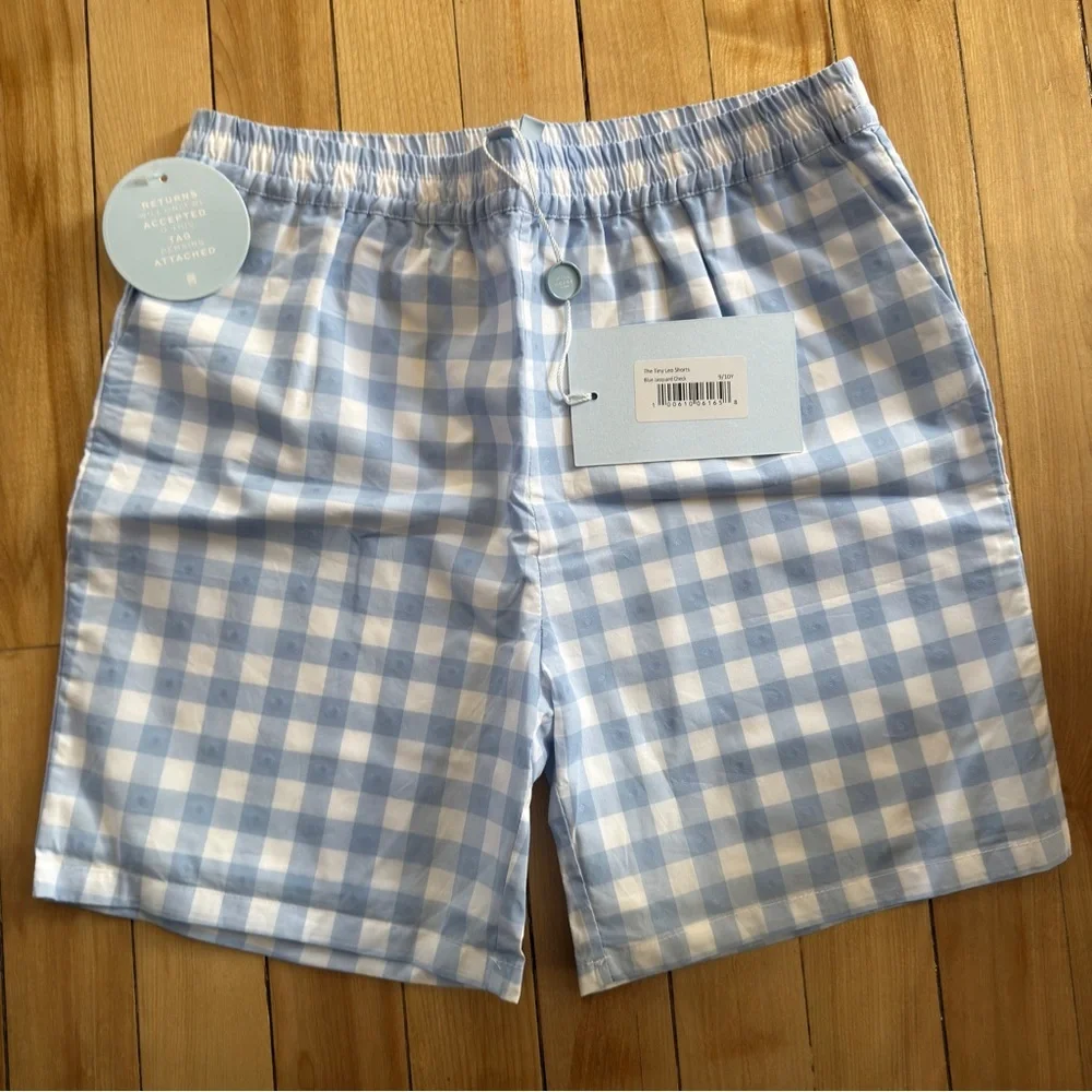 Hill House The Tiny Leo Short Blue Jacquard Check NWT 9/10 Youth
